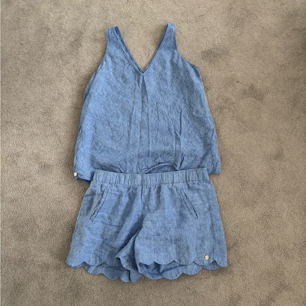 Lilly Pulitzer Blue Sleeveless top and short set